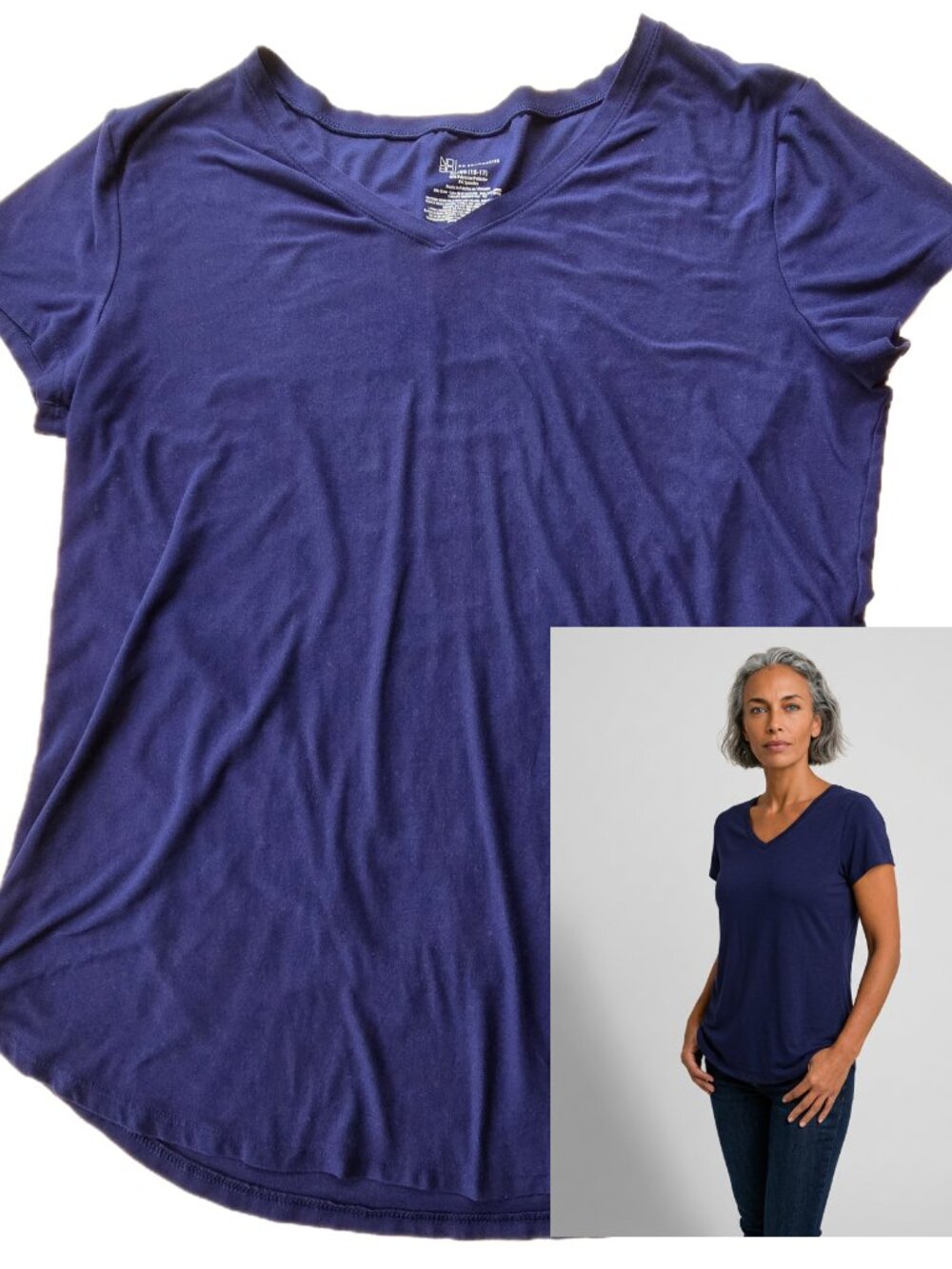 No Bo No Boundaries Women's XL (15-17) Blue Short Sleeve V-Neck Tee Shirt